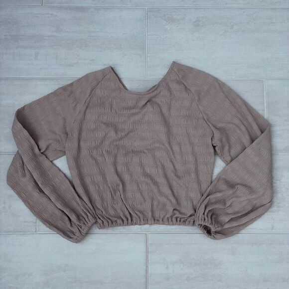 Sincerely Jules Blush Pink Open Back Crop Top Bubble Sleeve Elastic Waist XS - Picture 1 of 7